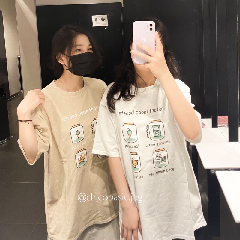 [ẢNH THẬT 100%] Áo phông hình cute oversize chất đẹp 2 màu from rộng tay lỡ 100% cotton co dãn 4 chiều