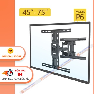 Giá treo tivi góc xoay nb p6 45 - 75 inch - khung treo tivi p6 xoay đa năng - kéo đẩy linh hoạt - chính hãng north bayou