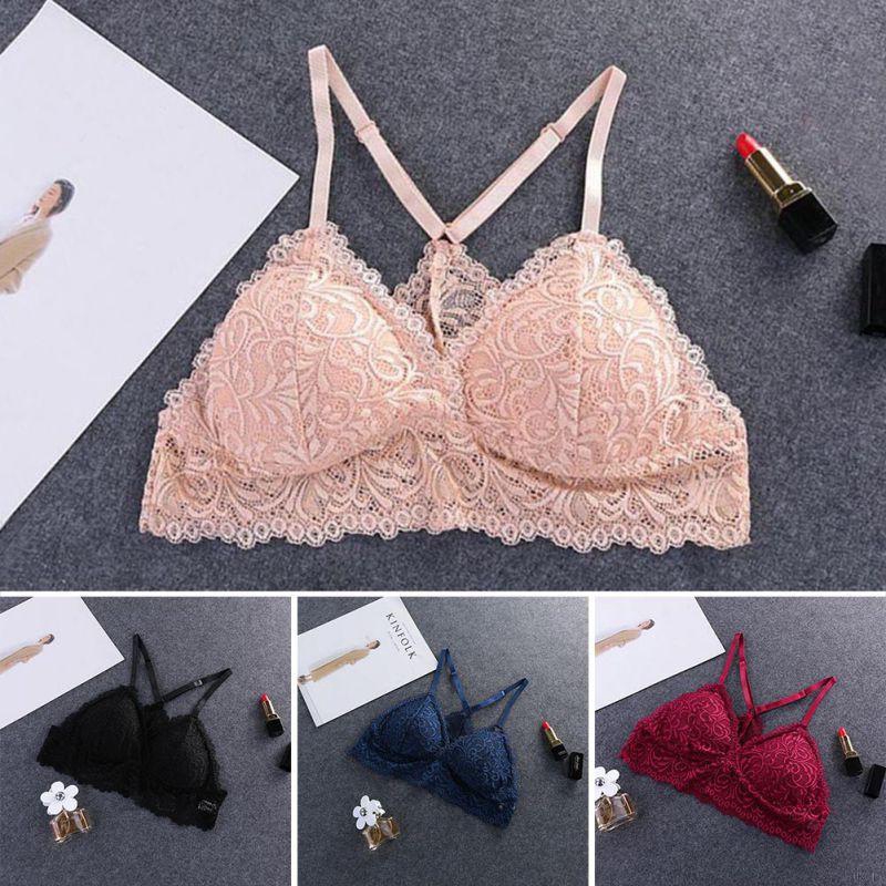 Áo ngực chất liệu cotton mềm phối ren hoa xuyên thấu gợi cảm cho nữ