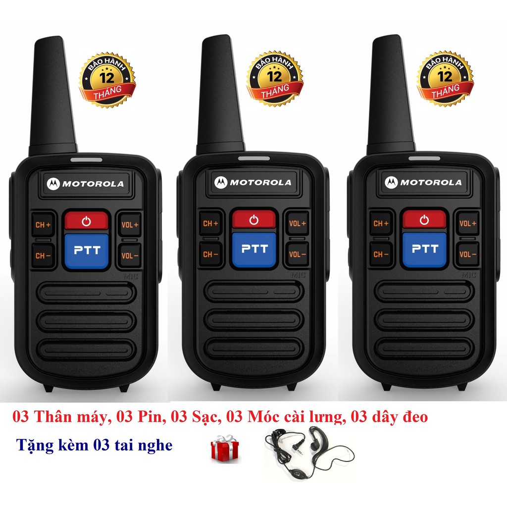 Bộ 3 Bộ đàm siêu nhỏ chất lượng khủng Motorola GP800 (2 Phím bấm PTT)