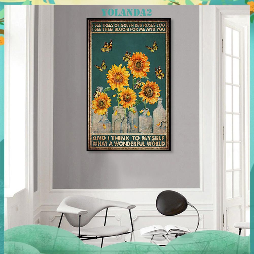 Tranh thêu chữ thập hình hoa hướng dương 3 sợi cotton 11CT