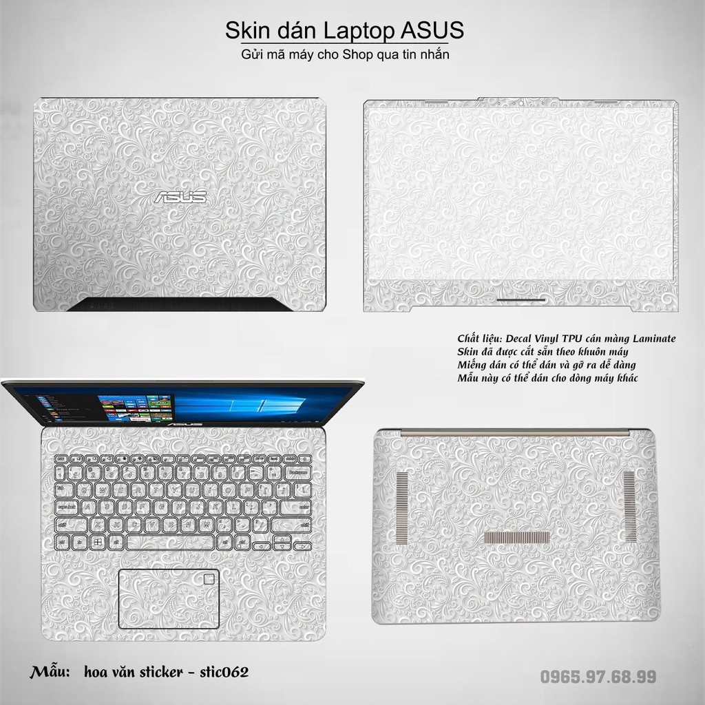 Skin dán Laptop Asus in hình Hoa văn sticker nhiều mẫu 11 (inbox mã máy cho Shop)