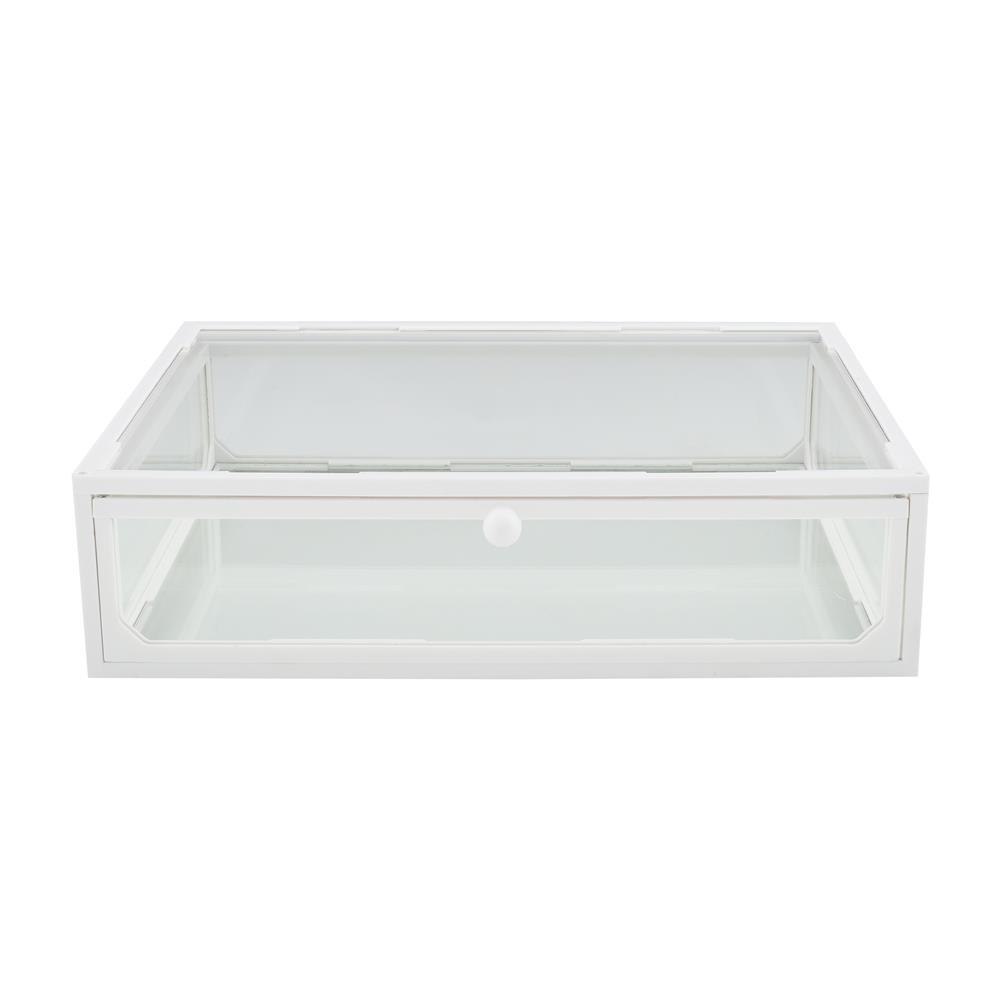 HomeBase STACKO Hộp đựng đồ trang điểm bằng thủy tinh Thái Lan W26.5xH7xD20cm màu trắng trong