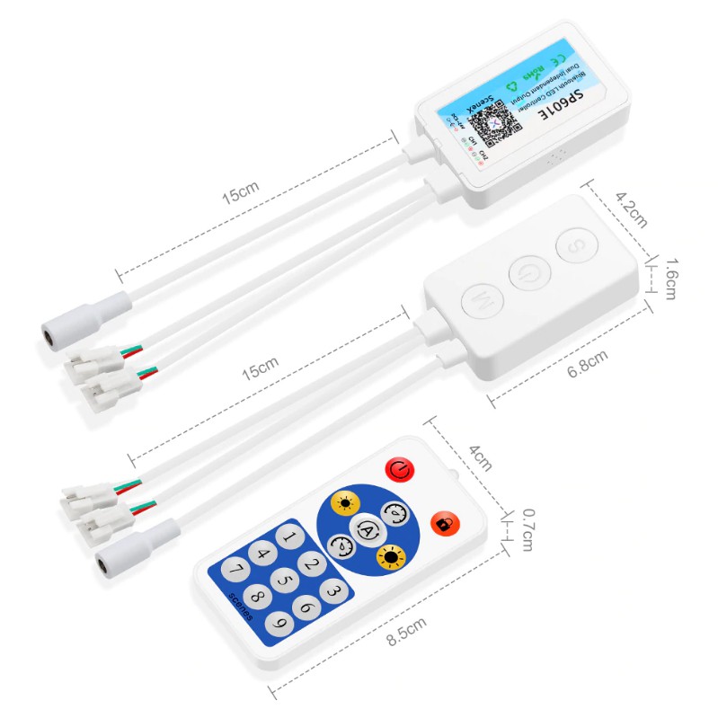 SP601E BỘ ĐIỀU KHIỂN LED FULL MÀU NHÁY THEO NHẠC 2 CỔNG ĐIỀU KHIỂN QUA APP MOBILE BLUETOOTH