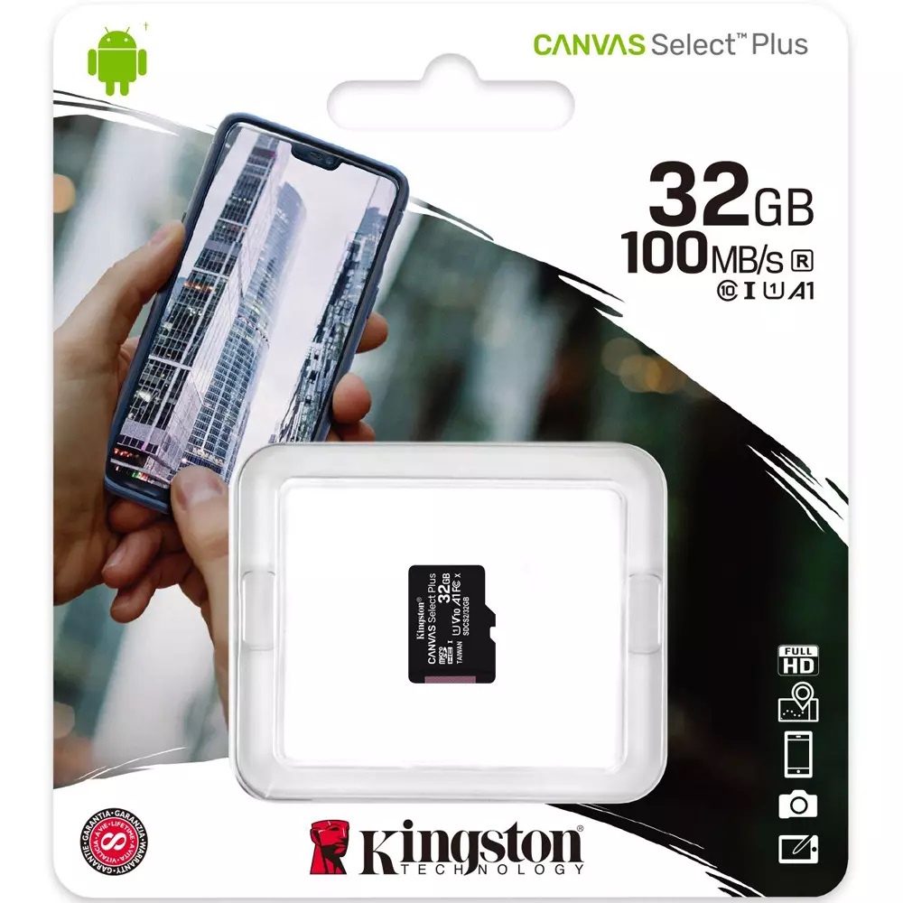 Thẻ Nhớ MicroSD Kingston Canvas Select Plus (Class 10 - 100MB/S) 128GB, 64GB, 32GB - FPT Phân Phối, Bảo Hành 5 Năm