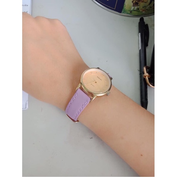 Dây da đồng hồ nữ màu tím da bò nhập khẩu đủ size 12/14/16/18/20
