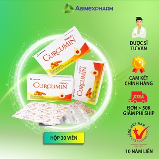 Viên uống curcumin nghệ, hỗ trợ giảm nám da và giảm viêm loét dạ dày, giảm đau dạ dày - Nano Curcumin - Hộp 30 viên