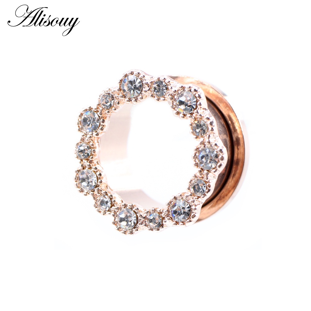 Bộ 2 Khuyên Nong Tai Bằng Thép Không Gỉ Hình Hoa / Mặt Trăng / Ngôi Sao / Đồng Hồ Độc Đáo