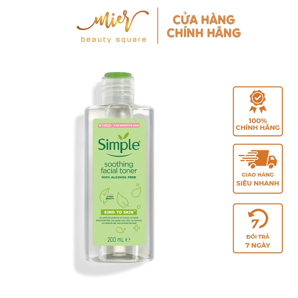 Nước hoa hồng Simple Kind to Skin Soothing Facial Toner 200ml Hàng Chính Hãng Có Tem Phụ