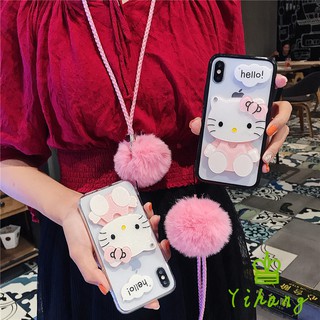Ốp điện thoại in hình Hello Kitty 3D kèm gương soi độc đáo cho Samsung Galaxy A70 A50 A40 A30 A20 A10