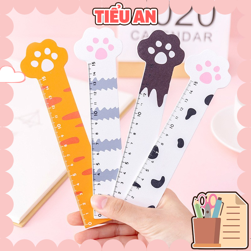 Thước Hình Bàn Chân Mèo (4 Màu) - 15 cm
