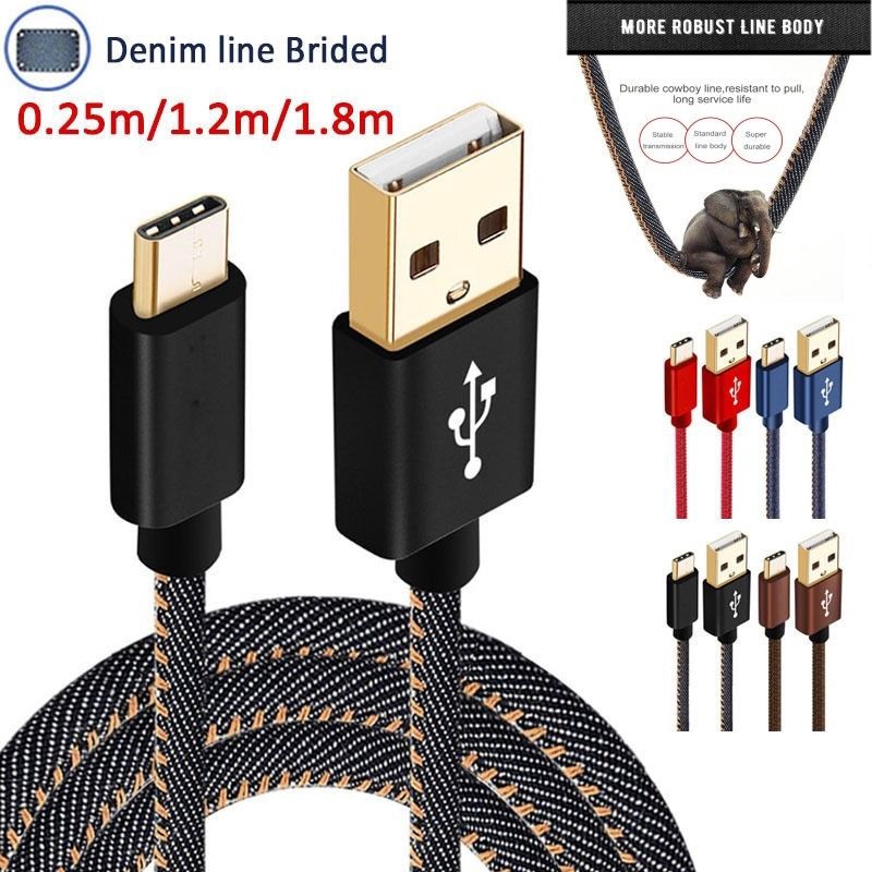 Dây cáp sạc loại C sạc nhanh cho điện thoại Android độ dài 0.25/1.2/1.8M