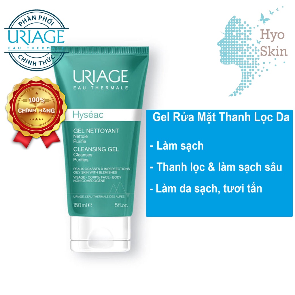 [CHÍNH HÃNG] Sữa Rửa Mặt Cho Da Dầu Da Mụn Và Da Hỗn Hợp URIAGE HYSEAC GEL NETTOYANT 150Ml