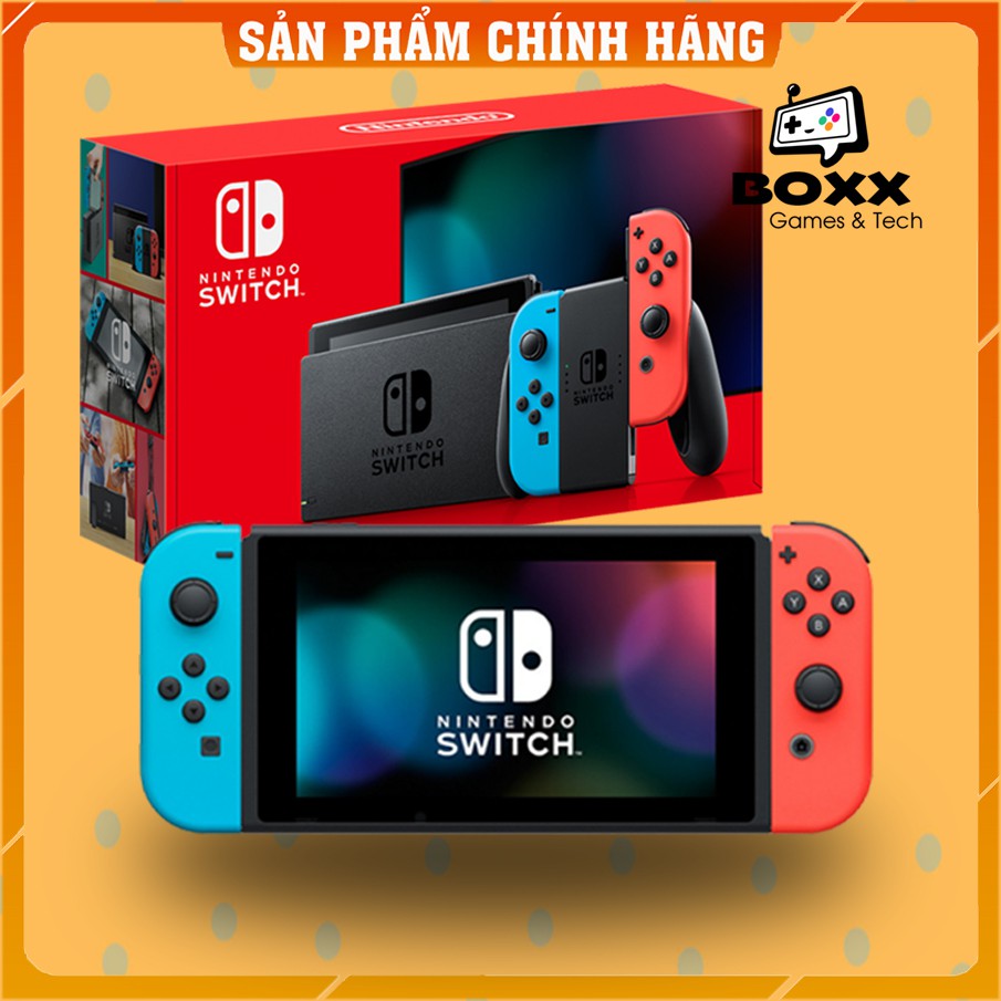 Máy Nintendo Switch V2 Neon Blue và Neon Red Joy‑Con - bảo hành 12 tháng kèm quà tặng