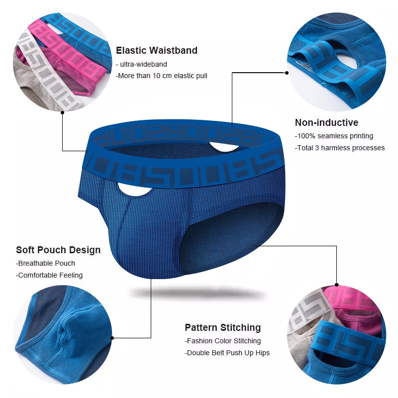 Quần lót cotton mềm mại thoáng khí lưng thấp nâng phồng chữ U gợi cảm Bs3122