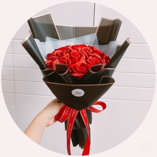 (Sỉ=lẻ) Bó hoa hồng sáp đỏ 19b tặng kèm thiệp