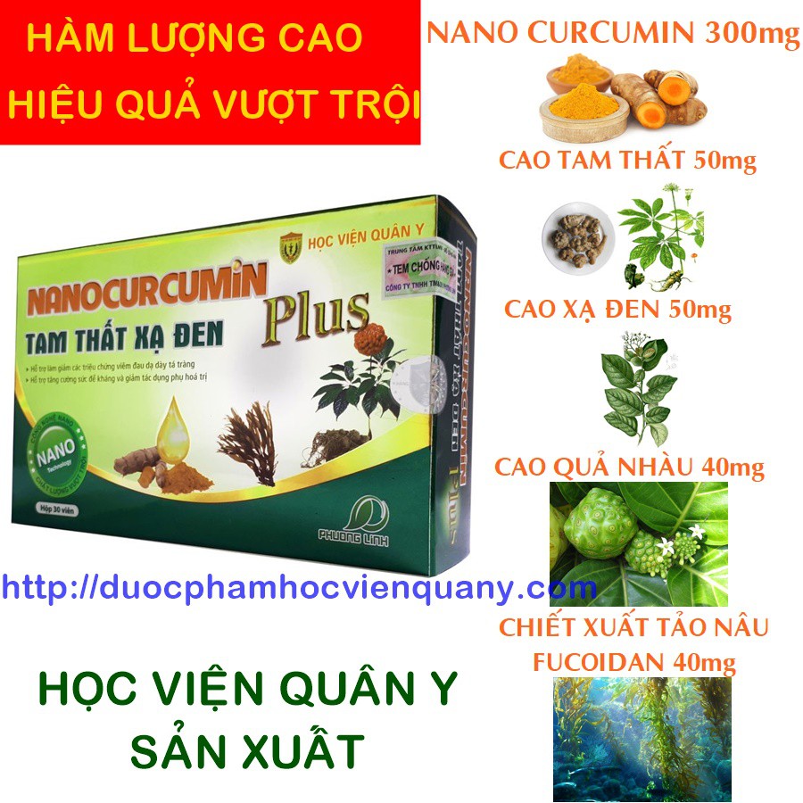 Nano curcumin tam thất xạ đen plus Học viện quân y (giảm giá )