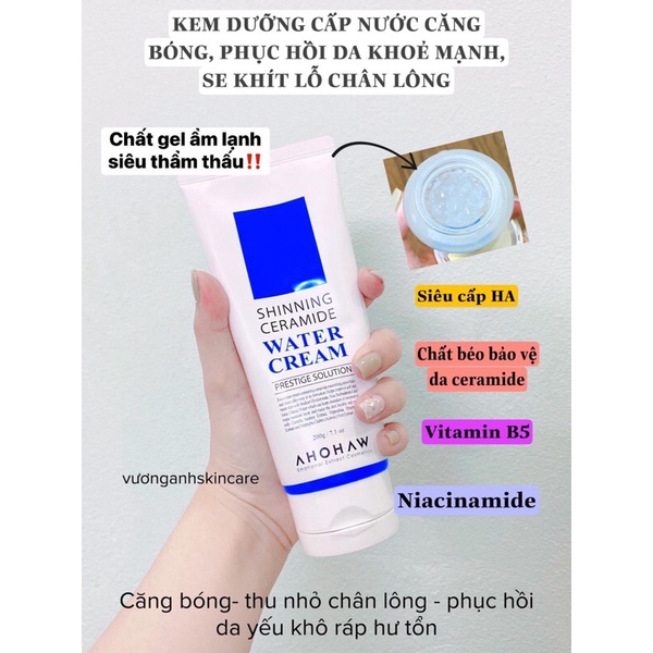 Kem Cấp Nước Ahohaw Shining Ceramide Water Cream 200g Bảo Vệ Làn Da Khỏe Mạnh