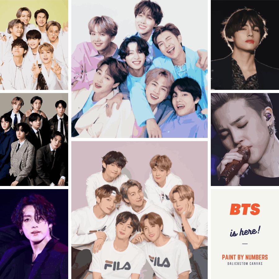 Tranh Tô Màu Số Hóa BTS V Jungkook Jimin Căng Khung Sẵn Dalicustom 24-36 Màu 40x50cm 40x40cm Hàng Có Sẵn