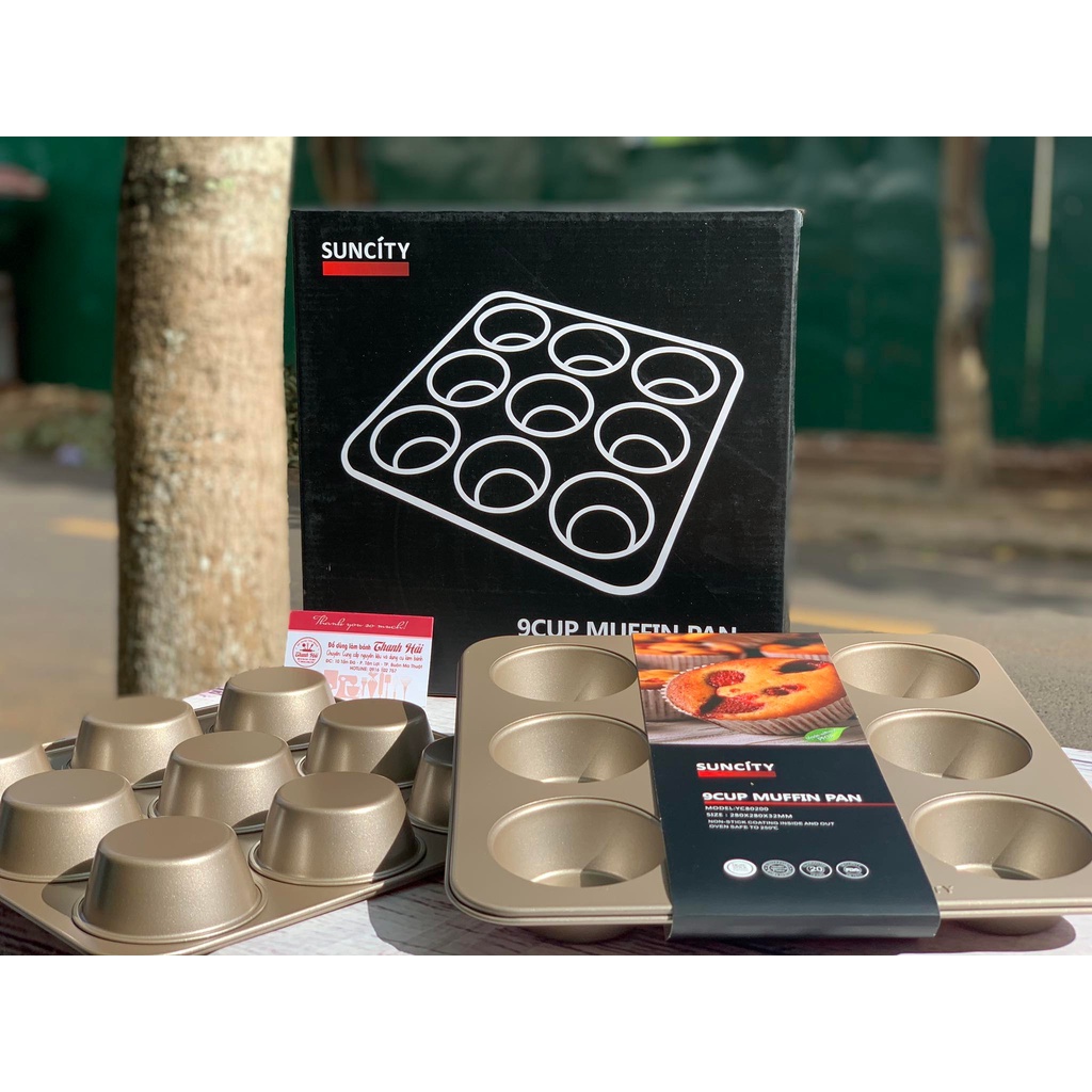 Khuôn Nhôm 9 Cupcake Chống Dính SUNCITY
