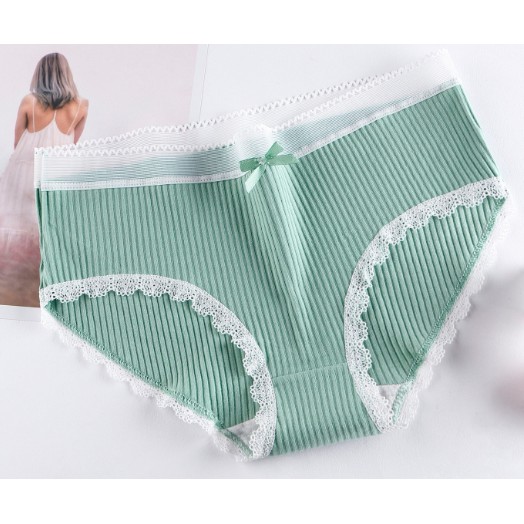 Quần lót nữ cotton gân tăm viền ren trắng dễ thương có chọn màu chọn size lớn Bigsize QL13 | BigBuy360 - bigbuy360.vn