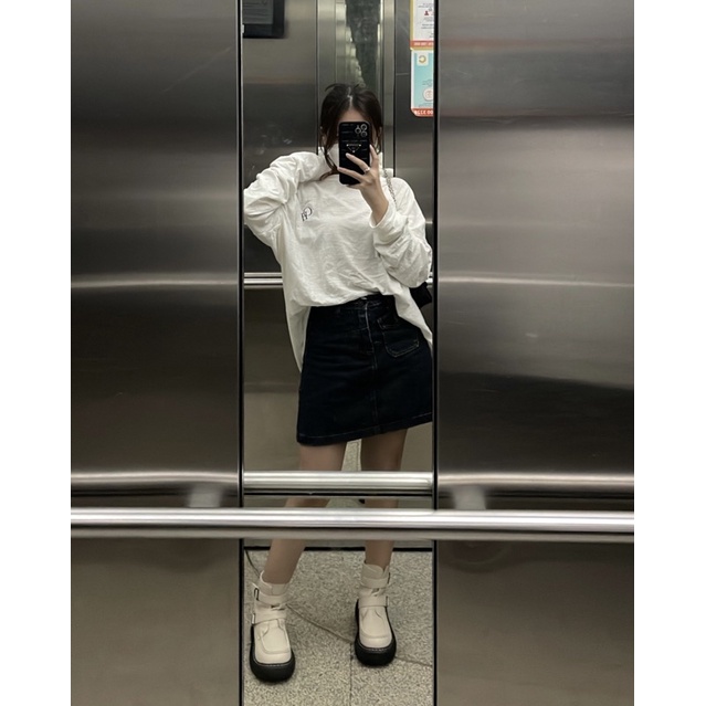 Áo tay dài xược cotton thêu logo OH OH