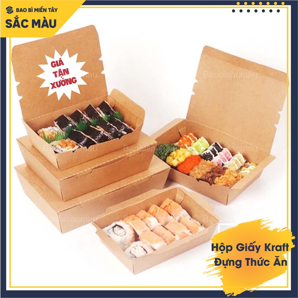 20 Hộp giấy kraft nắp ngang đựng salad, thực phẩm