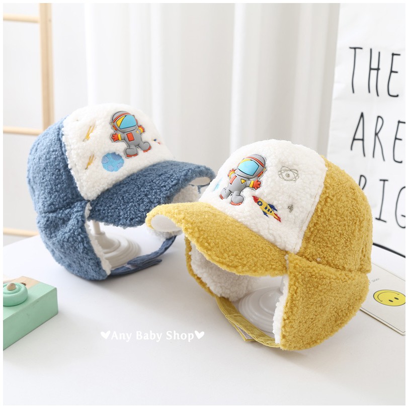 Mũ nón kiểu dáng phi công in hình phi hành gia cho bé trai bé gái có ốp tai nhiều màu dễ thương-hàng có sẵn ❣❣