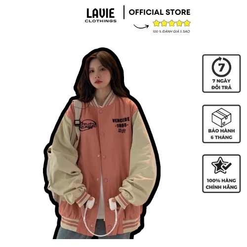 Áo khoác bomber 1988 nam nữ dài tay Hàn Quốc chất liệu nhung tăm LAVIE AK104