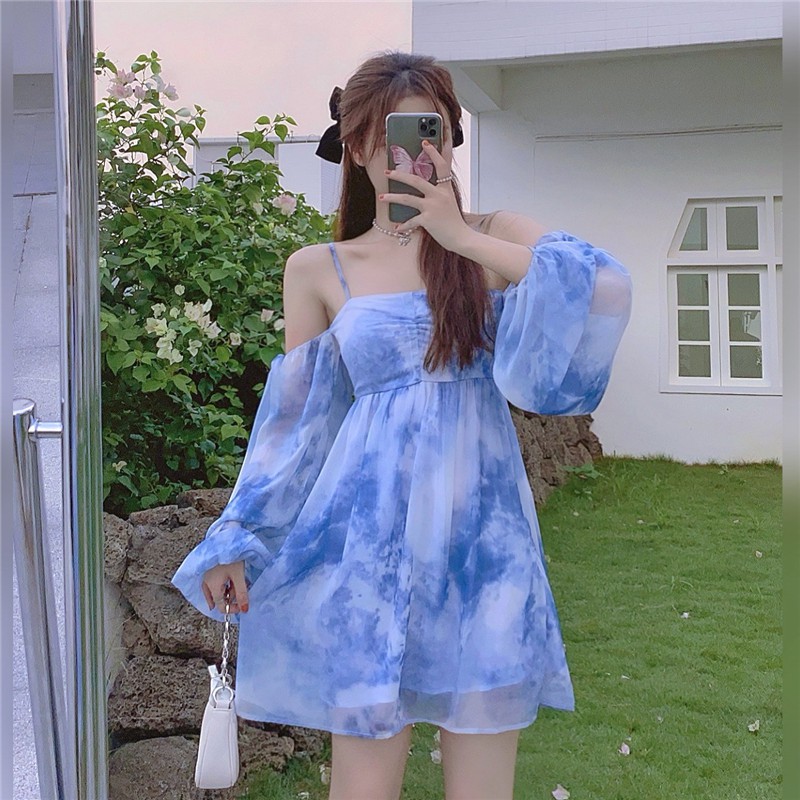 ĐẦM TRỄ VAI NỮ TAY PHỒNG ULZZANG