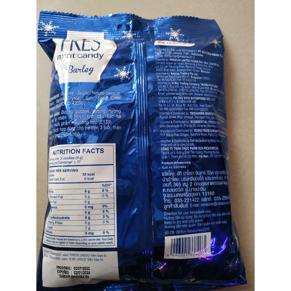 Kẹo the bạc hà lúa mạch Fres Barley gói 150g