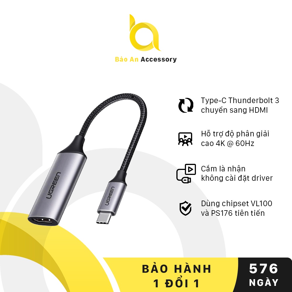 Cáp Chuyển Đổi Đầu USB Type-C Thunderbolt 3 Sang Đầu HDMI UGREEN CM297 70444 - Hàng Chính Hãng