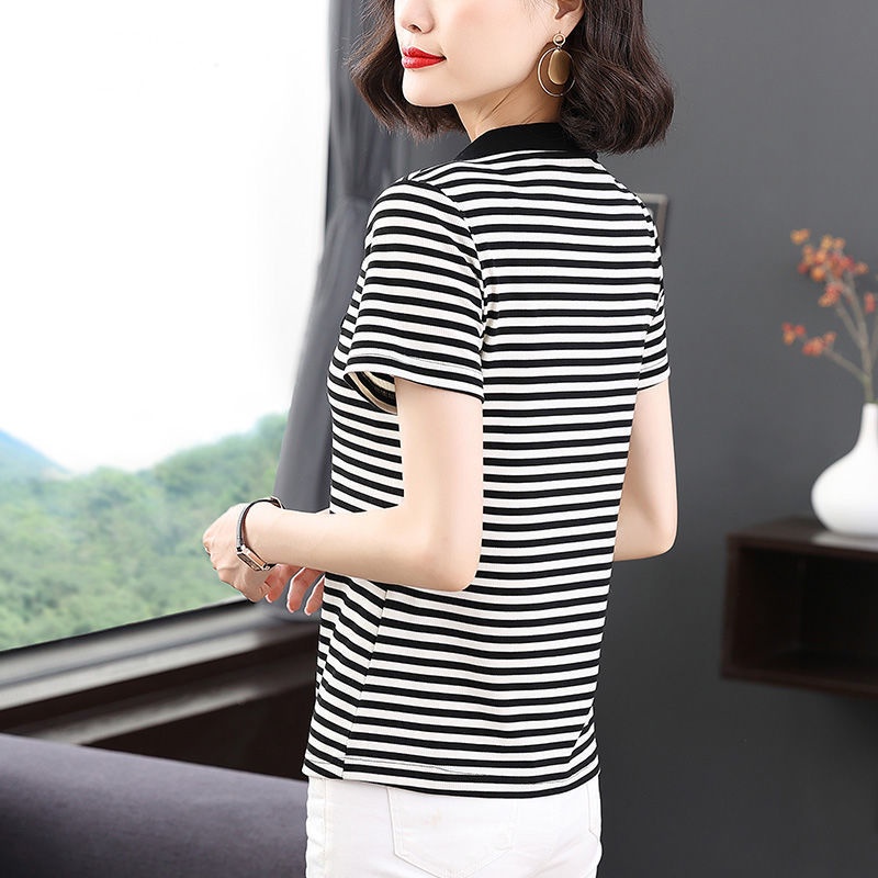 Áo polo ngắn tay thời trang mùa hè dành cho phụ nữ trung niên