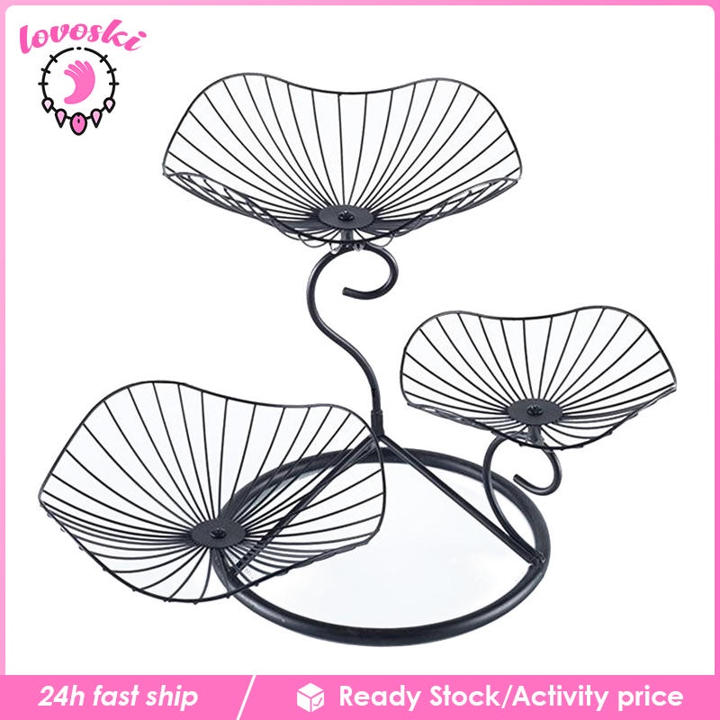 Giá đỡ trái cây 3 tầng hình lá sen bằng sắt