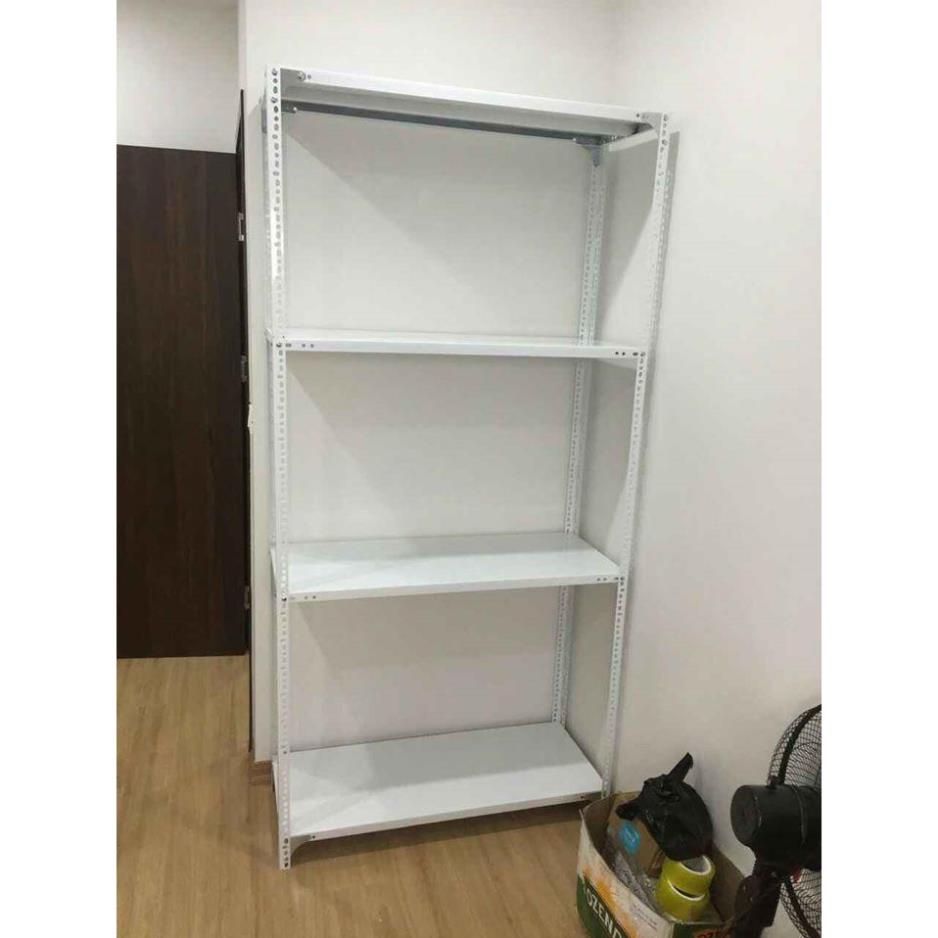 Kệ sắt v lỗ đa năng 4 tầng mau trắng dài 1m x rộng 0,4m x cao 1,5m màu trắng