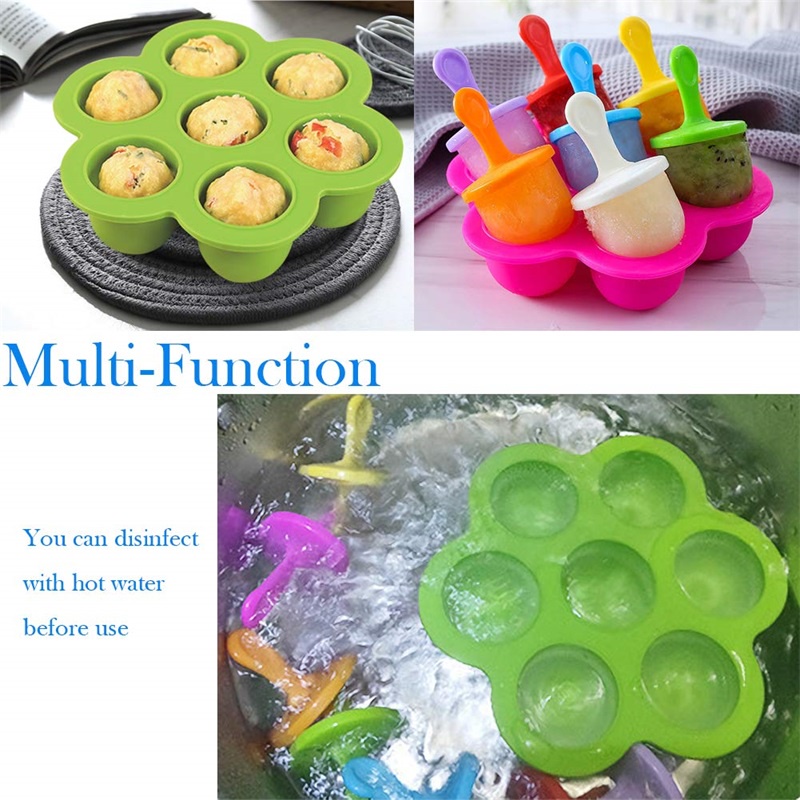 7 Grid Reusable Food Grade Silicone Popsicle Molds