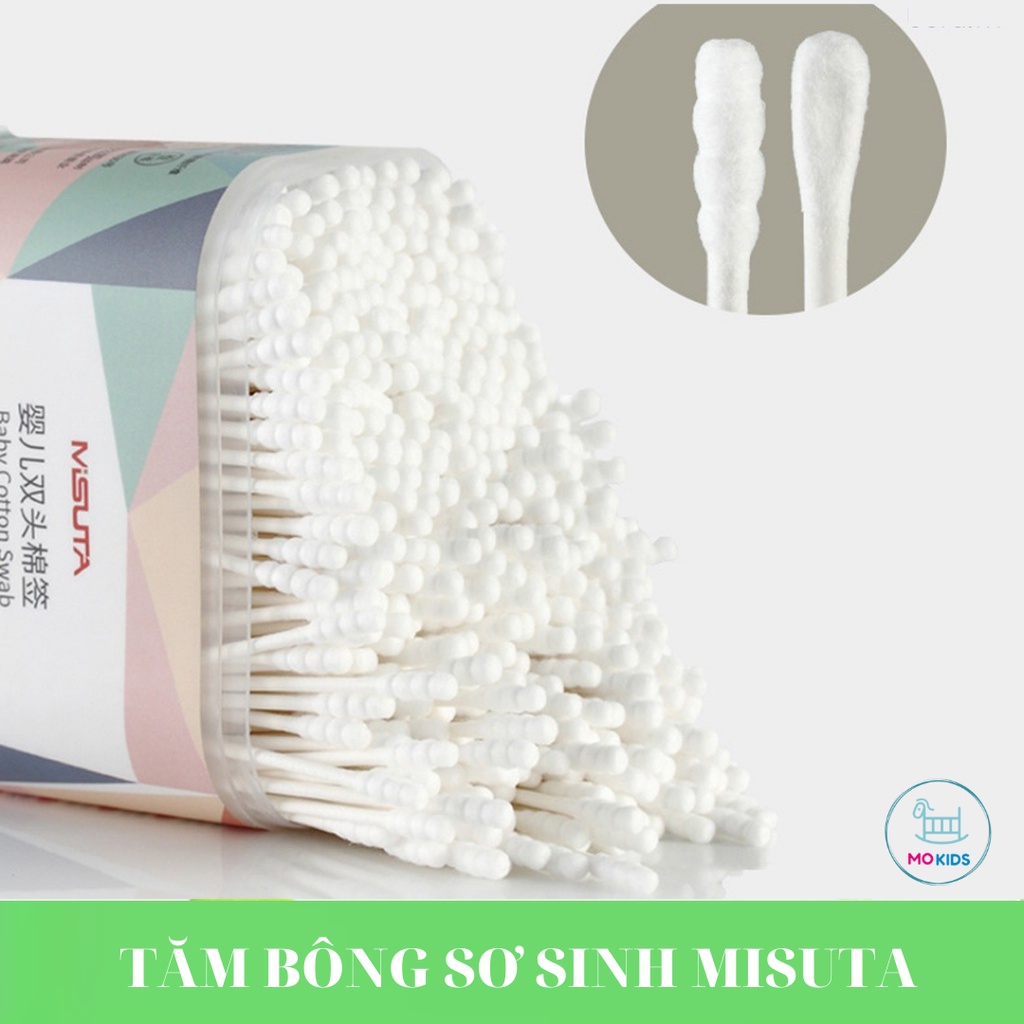 Tăm bông sơ sinh, Tăm bông trẻ em chuyên dụng hộp 200 que Misuta cao cấp - MOKIDS