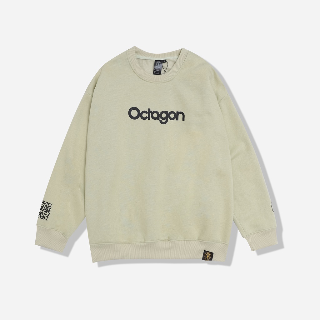 Áo Sweater Form Rộng OCTAGON ESSENTINAL Nỉ Bông Màu Xanh Đậu