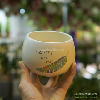 Chậu hạt dẻ in hình chữ love lucky happy smile trồng cây cảnh sen đá xương rồng