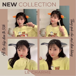 Bờm tóc hàn quốc, bờm cài tóc rửa mặt trang điểm hình cà rốt, con cá ngoạm đầu cute dễ thương Le Charme