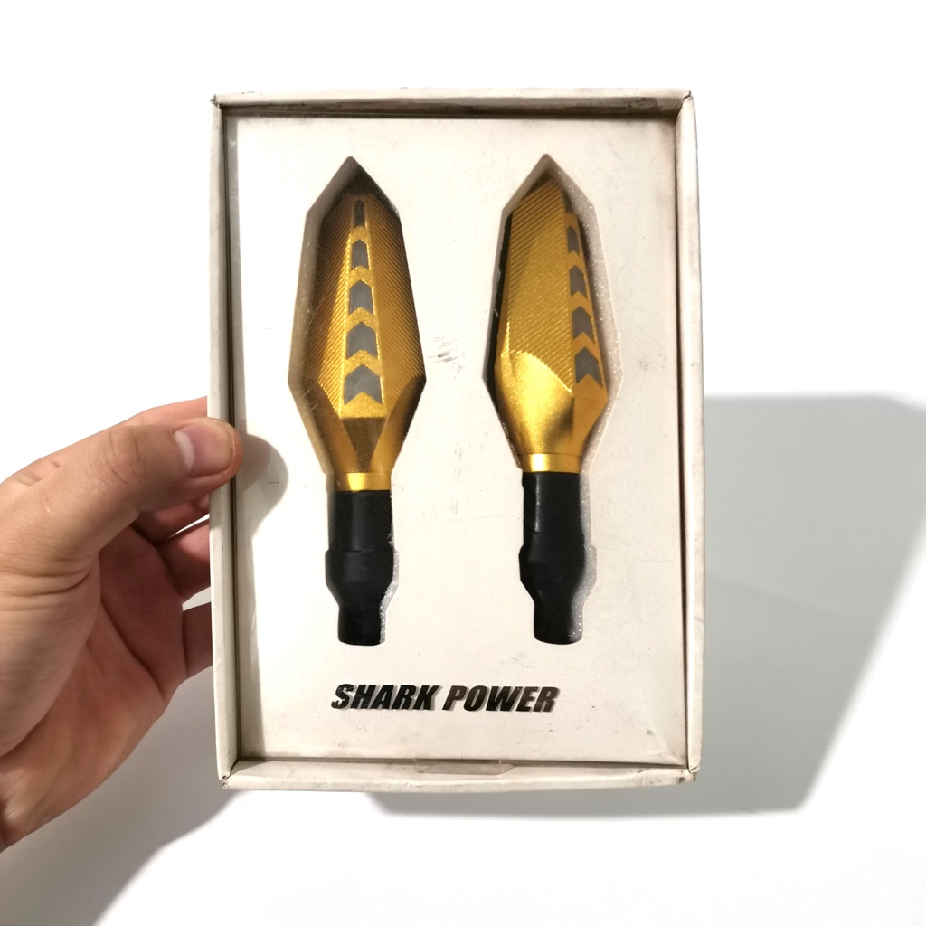 Đèn xi nhan xe máy L17 Shark Power 2 mặt viền nhôm hiệu ứng ánh sáng đẹp