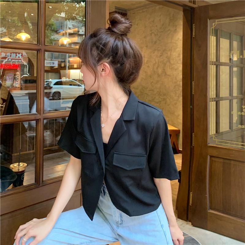 📷 Áo Blazer tay ngắn, kiểu croptop ( 2 màu ) | BigBuy360 - bigbuy360.vn