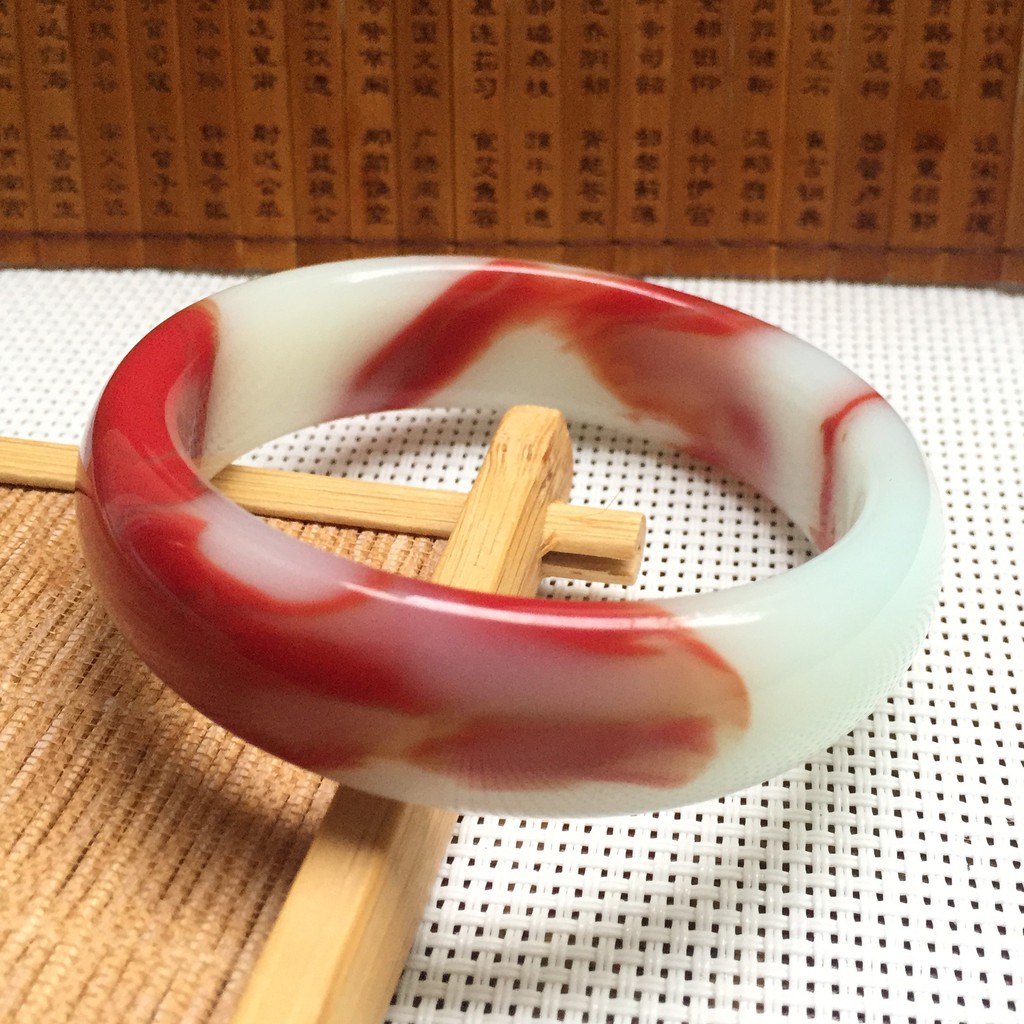 Jade Bracelet Tân Cương Hetian Jade Gà Blood Blood Vòng tay đỏ và Tian Jade Nổi Vòng đeo tay màu đỏ và vòng tay ngọc bích Tian Jade