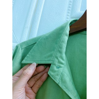 JUNE A06. Áo sơ mi tay dài Linen. Form basic. Có size lớn.