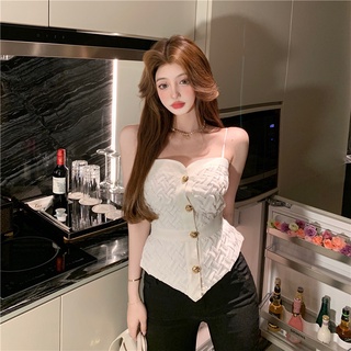 Áo 2 dây sợi đan nút kim loại gợi cảm trẻ trung