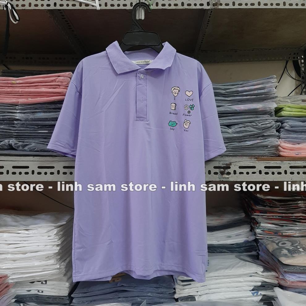 Áo thun POLO nữ tay lỡ có cổ phông form rộng freesize unisex mặc đi học, cặp, nhóm, lớp in hình DỄ THƯƠNG ༚