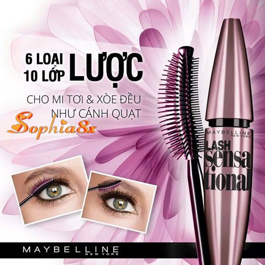 Mascara Làm Dày và Tơi Mi Maybelline Lash Sensational màu hồng đồng và đen | Shopee Việt Nam
