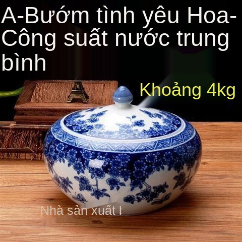 Màu xanh lam chính hãng Jingdezhen và Thùng chứa bằng gốm sứ trắng đựng rượu gạo kín hũ mỡ gia đình trà Caddy