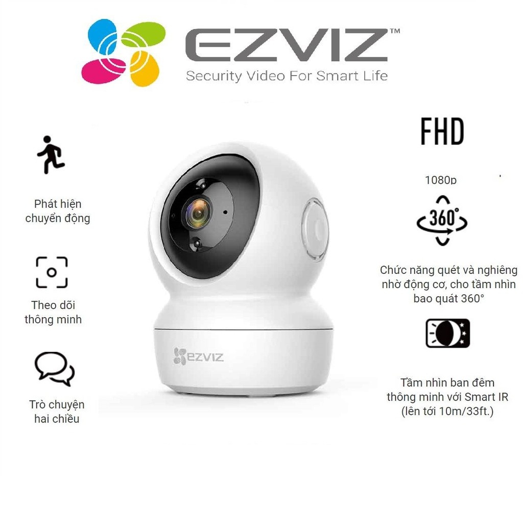 Combo Camera Wifi EZVIZ C6N 1080P (Trong nhà) + C3N 1080P (Ngoài trời) , AI , màu ban đêm - Chính hãng