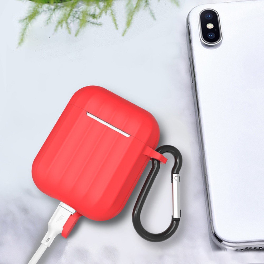 Vỏ Bảo Vệ Hộp Sạc Tai Nghe Bluetooth Airpods 1 / 2 Bằng Silicon Kèm Móc Khóa Tiện Dụng